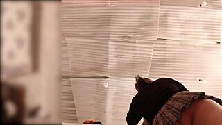 wow no panties fat maid bends over spied folding clothes live