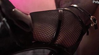 Femdom Brunette Curvy Pegs Guy in Heels Stockings Jerk Off