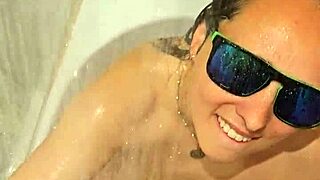 hot wife delivers steamy bath blowjob handjob with fiery nails