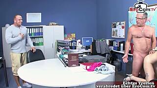 German Studentin Seduced by Teacher for MMF Threesome in Classroom