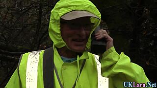 bold stockings milf whore drips cum from ripped clothes and monster cock blowjob