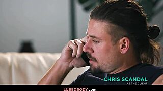 Chris embarks on positive energy quest exploring shaved blonde's big tits in nuru massage fucking