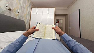 Russian babe Elena Vedem begs cumshot on small tits pov