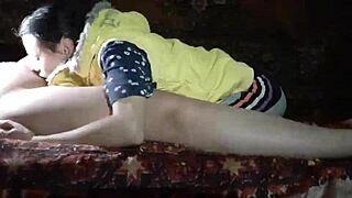 at the village disco i seduced brunette neighbor during orgasmic clit licking while boyfriend smoked outside