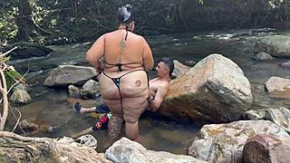 Skinny Latina Bent Over Bareback Rough Fucked Dripping Wet Pussy on Risky River Beach