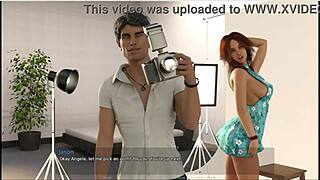 Nerdy wife stretches ass on desk during cheating interview