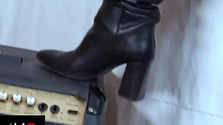 suggestive glances at her tattooed milf ass stretched by machine then real cock pounding