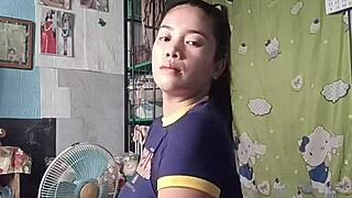 Tight Asian teen dances phonk in shorts showing narrow ass