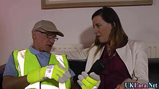 bold stockings milf whore drips cum from ripped clothes and monster cock blowjob