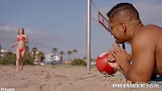 Lilly Mays' shaved redhead pussy craves beach rimjobs and gagging