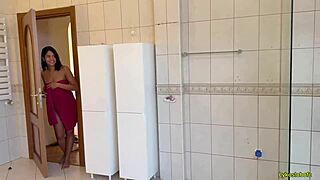 Stepdaughter's tight pussy wrecked bathroom creampie with face piss