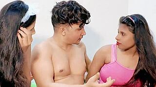 stepsisters beg for creampie threesome pounding both wet pussies deep