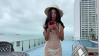 Spanish Blanca Begs White Russian Cock. Creampie Fills Her Tight Pussy!