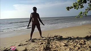 elvie the ebony slut gets beach fucked hard part 4