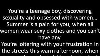 Big tits ebony teen flashes boobs in leather skirt outdoors!