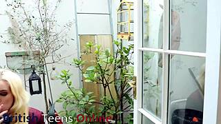 british blonde student smokes while giving joi in lingerie