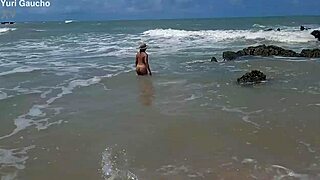 yuri gaucho hot wife flashes big tits at nudist beach