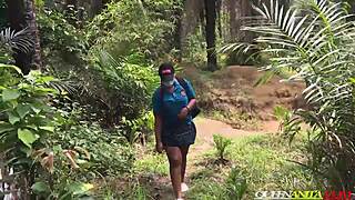 Lost uni girl bends for forest bike men's cocks in wet outdoor style fuck