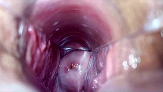 Intense close-up vaginal contractions during powerful female orgasm climax.