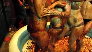 king cures chocolate babes wrestle naked in pool olympics