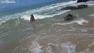 yuri gaucho hot wife flashes big tits at nudist beach