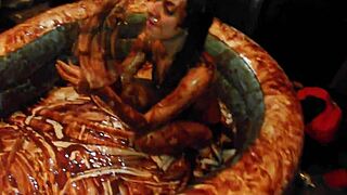 king cures chocolate babes wrestle naked in pool olympics