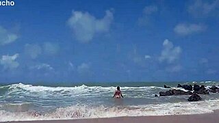 yuri gaucho hot wife flashes big tits at nudist beach