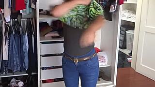 stepson gropes maid's fat ass till she begs for his cock inside