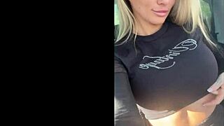 Quiet office girl turns wild party slut with big tits!