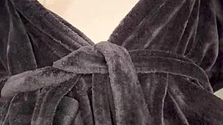 Skinny milf moans loud sucking dildo, fucking wet pussy with vibrator to kitchen orgasm