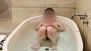Japanese college student takes a bath