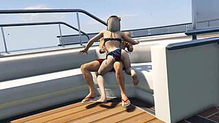 cutie bikini babe fucked hard during gta 5 yacht sex game