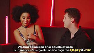 brunette couple skips breakfast for rough kitchen pussy licking and riding