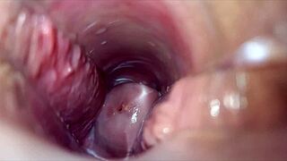 Intense close-up vaginal contractions during powerful female orgasm climax.