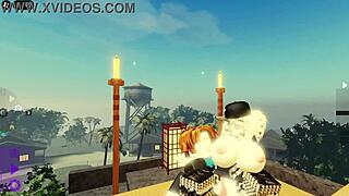 Lucky Bacon pounds cute teasing girl's tits and ass rough