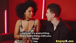 brunette couple skips breakfast for rough kitchen pussy licking and riding