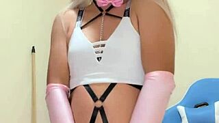 transsexual crossdresser milks her huge leaking tits seductively