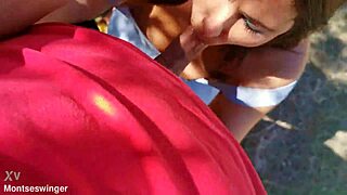 milf drops to knees for pov outdoor country cock suck