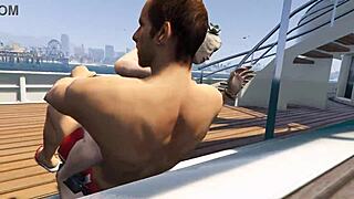 cutie bikini babe fucked hard during gta 5 yacht sex game