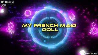 french maid abigaiil morris gags on cock then spreads for pussy pounding