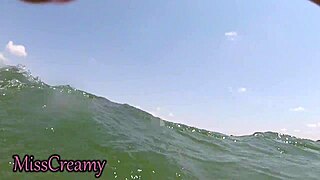 teacher, we got caught - your handjob on my cock underwater beach!