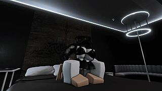 Busty Goth Friend Rides Cock in Roblox Fuck Fest