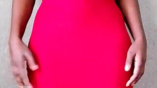 sexy african lady flashes big tits outdoor