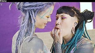 ffm tattooed goth punks gape asses in bisexual anal threesome