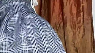 Tender-faced innocent fingers pussy in tight miniskirt