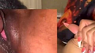 wet ebony pussy squirts close-up movie night drip