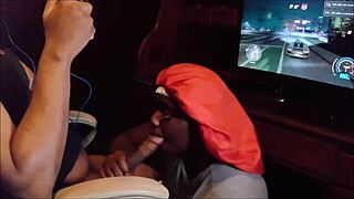 playing games while she deepthroats and swallows my cum load