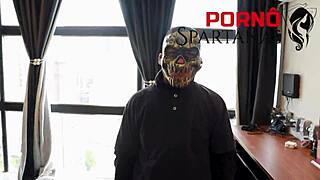 eva rides pedro's cock while corno wife watches gaping ass action