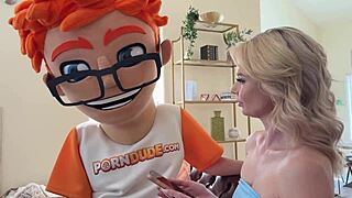 blonde bimbo beverly slurps big cock on casting couch