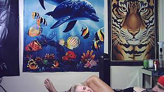 Pornstar Sucks Cock Backstage After Wrestling Head Scissors Crab